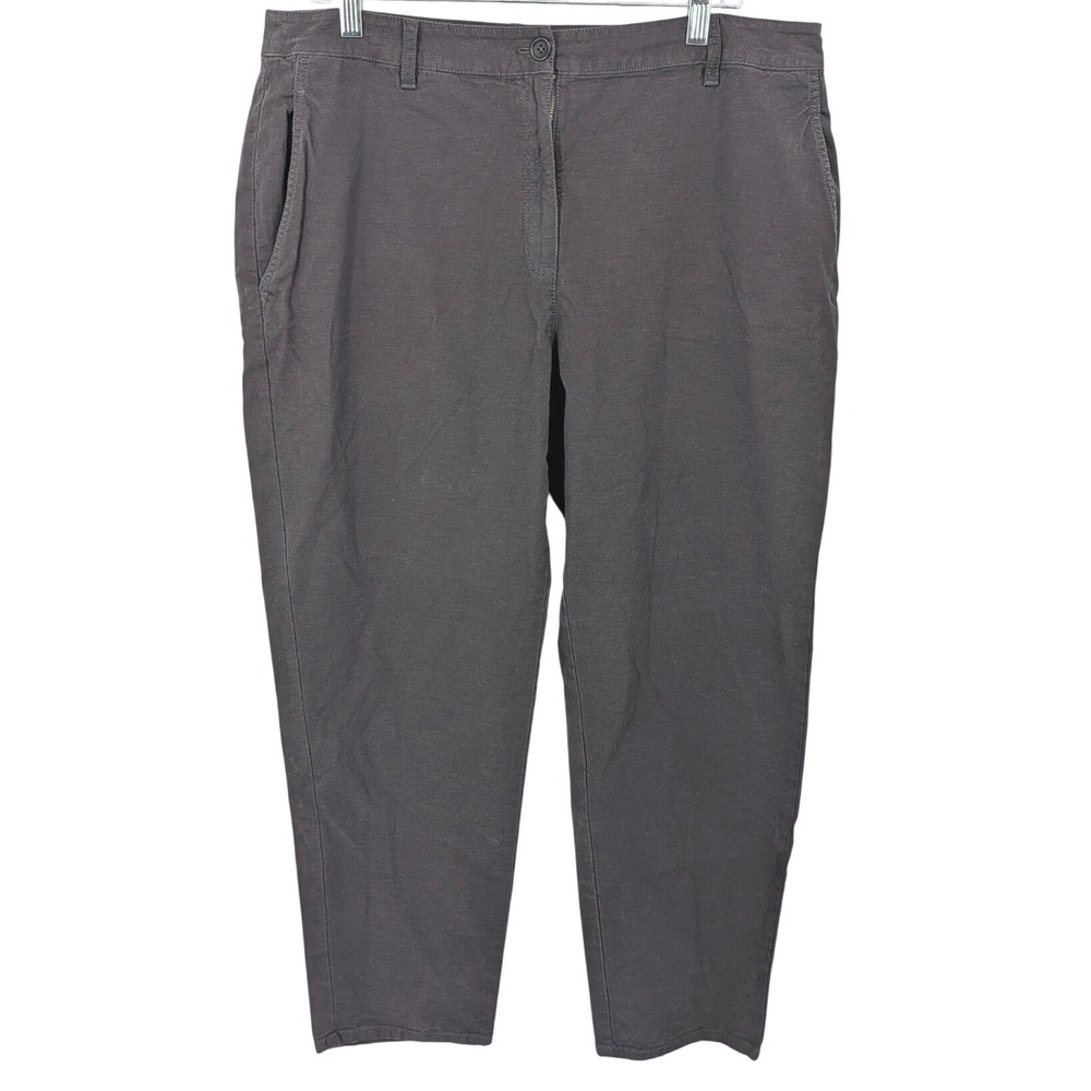 Eileen Fisher Pants Women Plus 16 Gray Organic Cotton Hemp Stretch Straight Leg